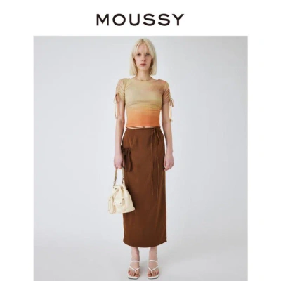 Moussy 夏季新款气质优雅通勤中长款半身裙010gsw30-1100 In Brown