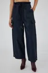 Moussy Adelaide Denim Cargo Pants In Dark Blue In Blue
