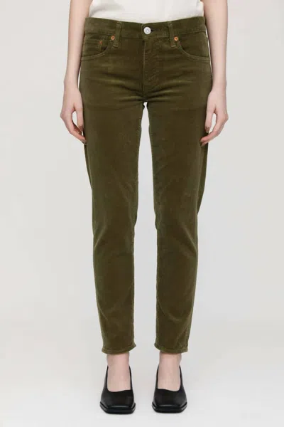 Moussy Ailey Courduroy Pant In Khaki In Green