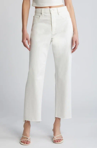 Moussy Amherst High Waist Step Raw Hem Wide Leg Jeans In White