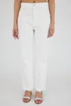 Moussy Aurora Wide Straight-cropped Jeans In White In White