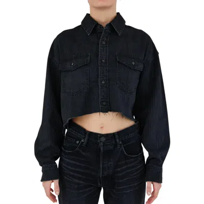 Moussy Artesia Cropped Shirt In Black