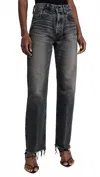 Moussy Ashleys Wide Straight Jeans In Black In Black