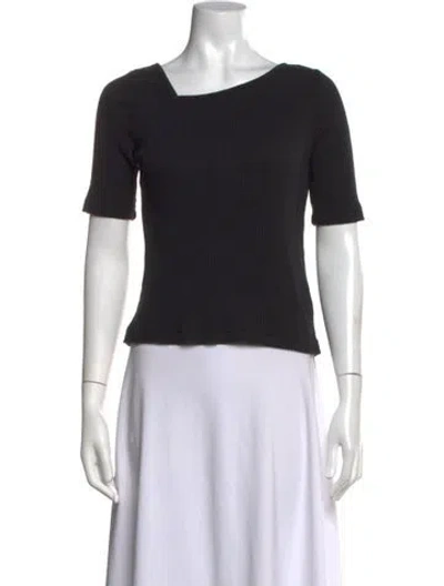 Pre-owned Moussy Asymmetrical Short Sleeve Top In Black