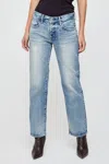 Moussy Aurantia Low Rise Straight Pants In Light Blue In Blue