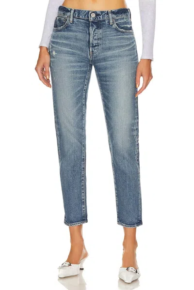 Moussy Avenal Tapered Mid Rise Jean In Blue