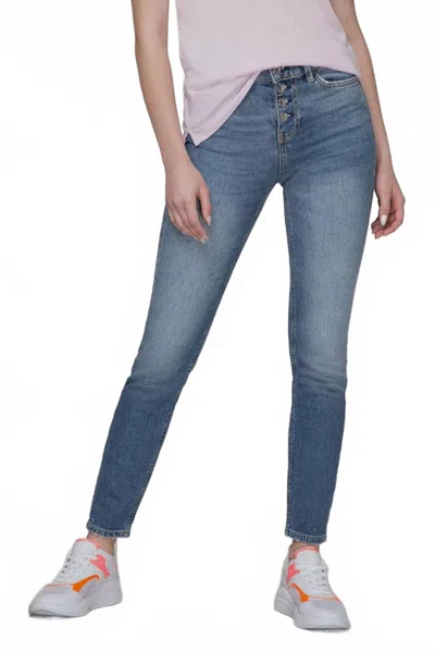 Moussy Axos High-rise Button-fly Skinny Ankle Jeans In Blue