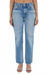 Moussy Ballard Wide Straight Jeans In Light Blue In Blue