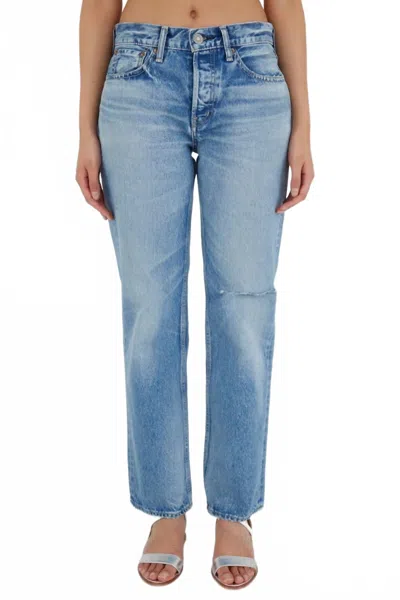 Moussy Ballard Wide Straight Jeans In Light Blue