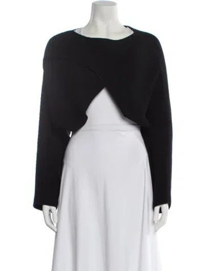 Pre-owned Moussy Bateau Neckline Long Sleeve Crop Top In Black