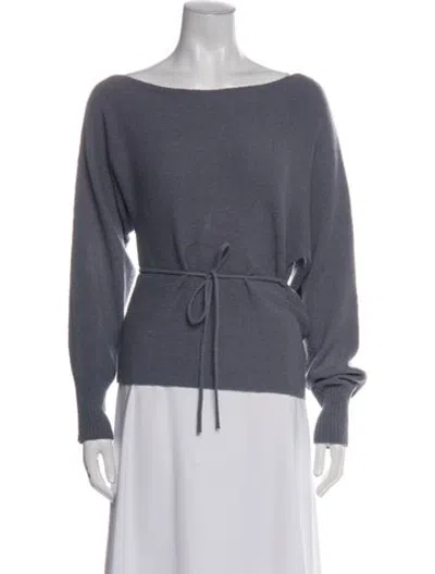 Pre-owned Moussy Bateau Neckline Long Sleeve Top In Blue