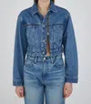 Moussy Bayview Zip Cropped Jacket In Blue In Blue