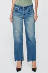Moussy Bethpage Straight Low Jeans In Blue In Blue