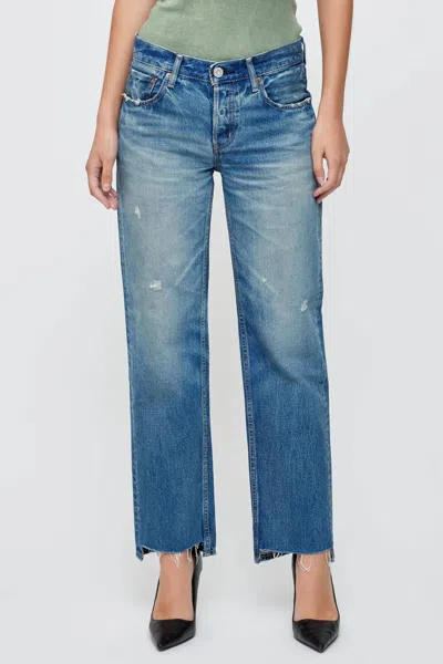 Moussy Bethpage Straight Low Jeans In Blue