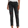 Moussy Bettie Distressed Tapered Jeans In Black In Black