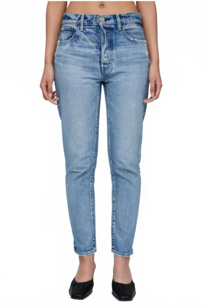 Moussy Browncroft Tapered High Waisted Jean In Blue