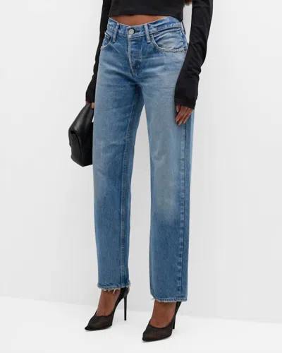 Moussy Cheval Straight Low Rise Jean In Light Blue