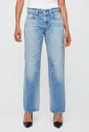Moussy Copeland Wide Straight Jean In Light Blue In Blue