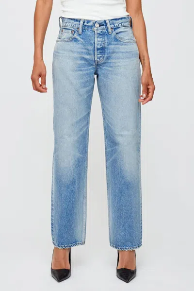 Moussy Copeland Wide Straight Jean In Light Blue