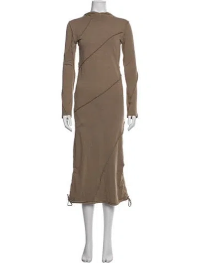 Pre-owned Moussy Crew Neck Long Dress W/ Tags In Brown