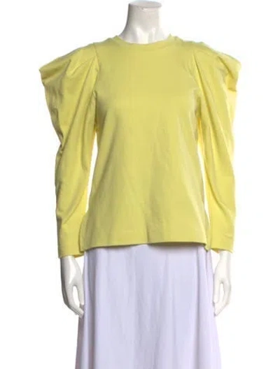 Pre-owned Moussy Crew Neck Long Sleeve Sweatshirt In Yellow