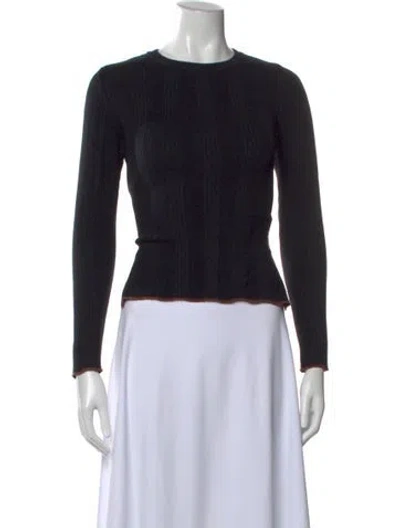 Pre-owned Moussy Crew Neck Long Sleeve Top In Black