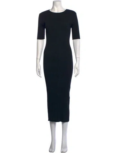 Pre-owned Moussy Crew Neck Midi Length Dress In Black