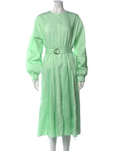 Pre-owned Moussy Crew Neck Midi Length Dress W/ Tags In Green