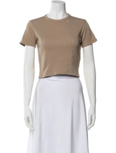 Pre-owned Moussy Crew Neck Short Sleeve Crop Top In Neutral