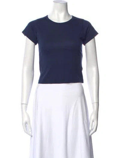 Pre-owned Moussy Crew Neck Short Sleeve T-shirt In Blue