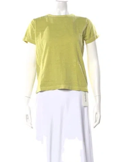 Pre-owned Moussy Crew Neck Short Sleeve T-shirt In Yellow