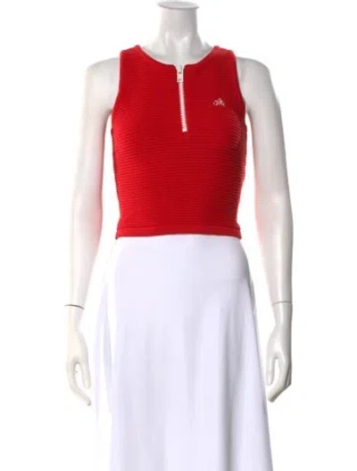 Pre-owned Moussy Crew Neck Sleeveless Crop Top In Red