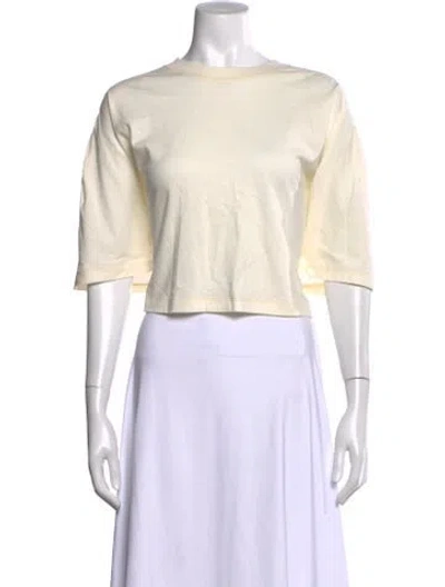 Pre-owned Moussy Crew Neck Three-quarter Sleeve Crop Top In White