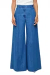 Moussy Denim Tack Wide Leg Pant In Blue In Blue