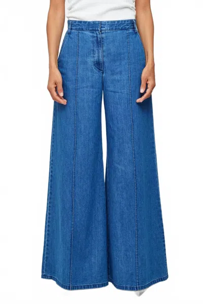 Moussy Denim Tack Wide Leg Pant In Blue