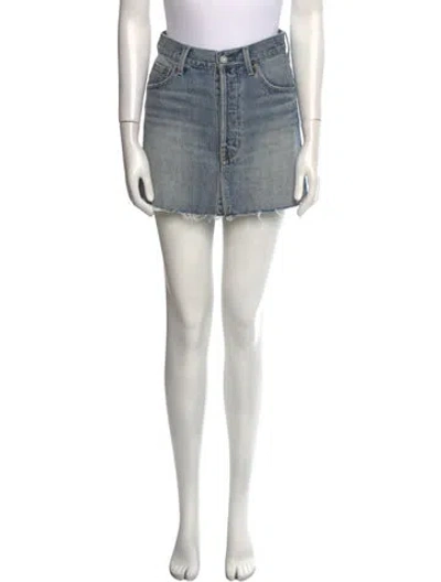 Pre-owned Moussy Distressed Accents Mini Skirt In Blue