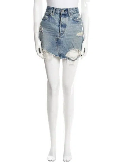 Pre-owned Moussy Distressed Accents Mini Skirt In Blue