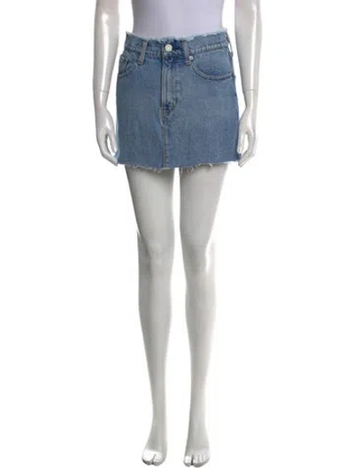 Pre-owned Moussy Distressed Accents Mini Skirt In Blue