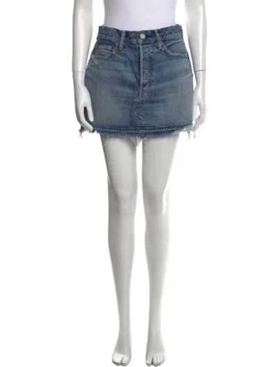 Pre-owned Moussy Distressed Accents Mini Skirt In Blue