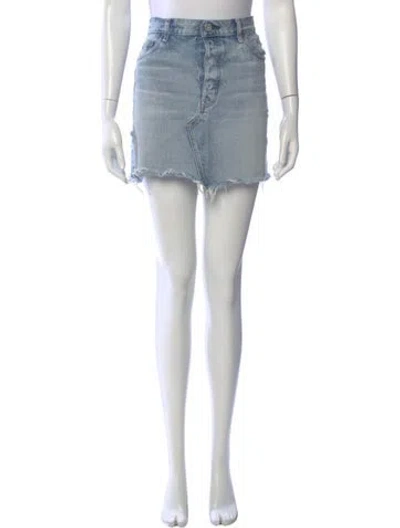Pre-owned Moussy Distressed Accents Mini Skirt In Blue