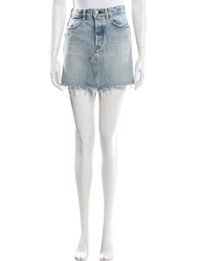 Pre-owned Moussy Distressed Accents Mini Skirt In Blue