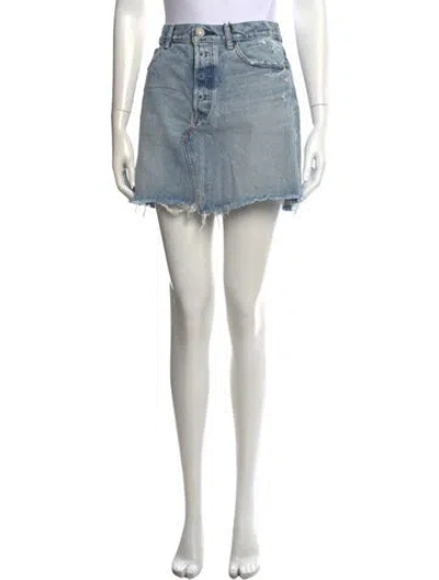 Pre-owned Moussy Distressed Accents Mini Skirt In Blue
