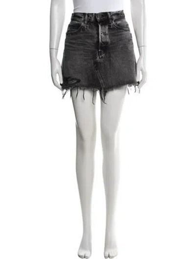 Pre-owned Moussy Distressed Accents Mini Skirt In Blue