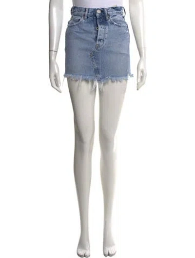 Pre-owned Moussy Distressed Accents Mini Skirt In Blue
