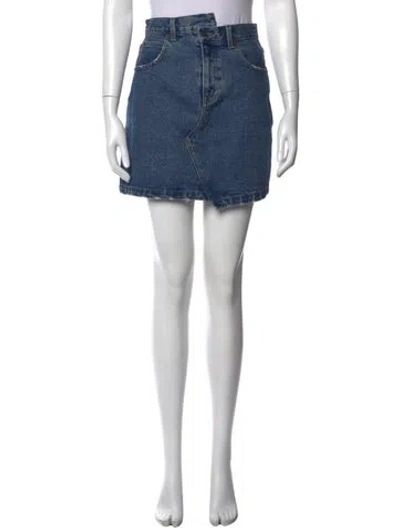Pre-owned Moussy Distressed Accents Mini Skirt In Blue
