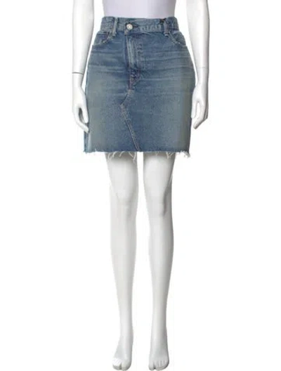 Pre-owned Moussy Distressed Accents Mini Skirt W/ Tags In Blue