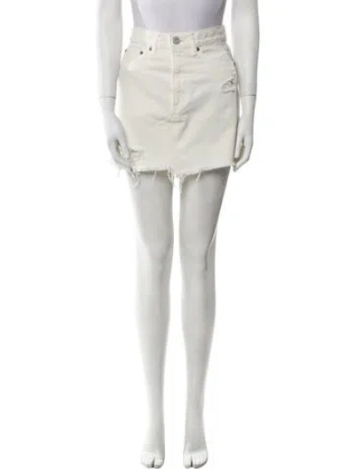 Pre-owned Moussy Distressed Accents Mini Skirt In White