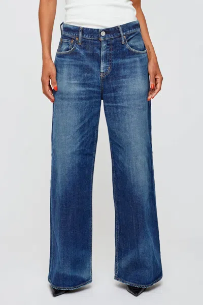 Moussy Emporia Super Wide Leg Jeans In Blue