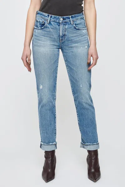 Moussy Farmingdale Slim Straight Jeans In Light Blue