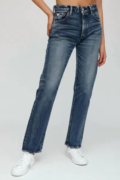 Moussy Farwell Straight Leg Jeans In Dark Blue